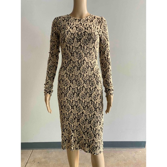 Mark + James By Badgley Mischka Lace Dress Cocktail Party Long Sleeve Sheath S - Picture 1 of 8